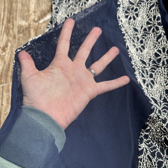 Vintage Y2k 90s Whimsigoth Fairy Maxi Dress Embroidered Plus 2X Sheer Mermaid - Picture 6 of 12